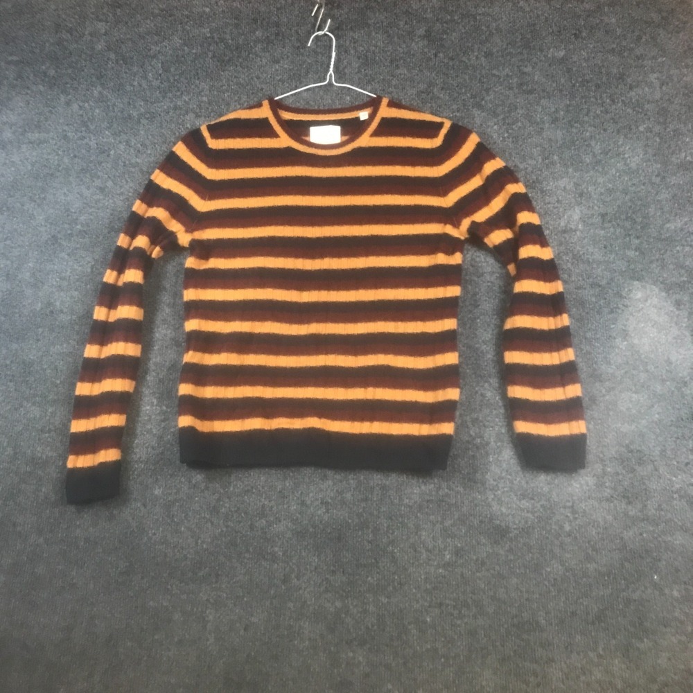 DOEN Sweater Womens Small Multicolor Striped Cashmere Tight Knit Crew Neck